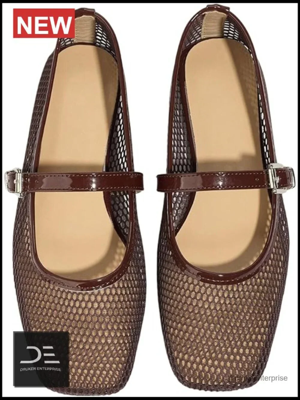 Women's Mesh Ballet Flats Comfortable Dressy Trendy Square Toe Maryjane Flats